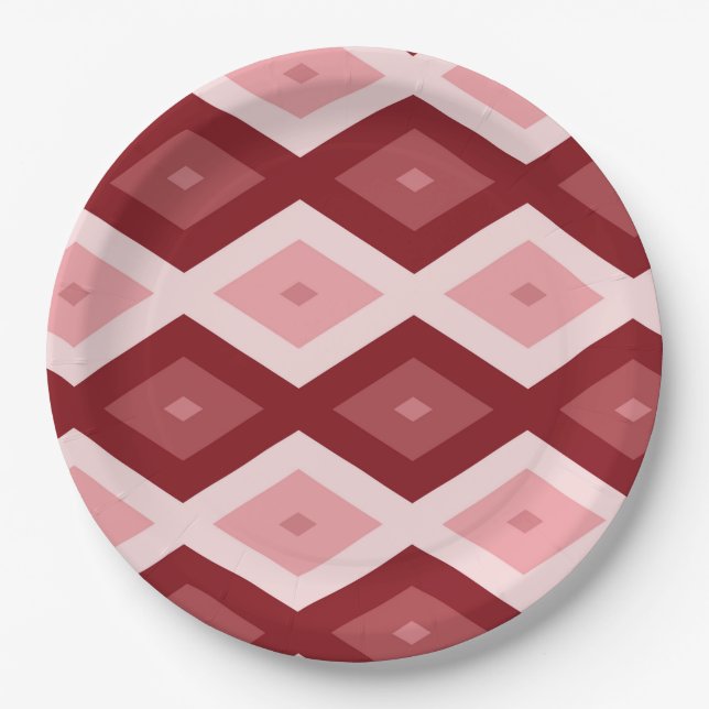 Prato De Papel Padrão de diamante vermelho (Frente)