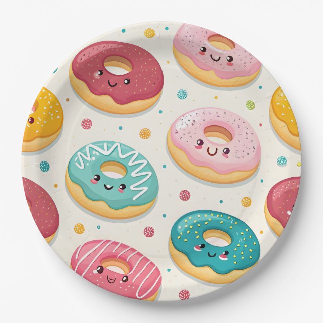 Prato De Papel Padrão de Donuts (Frente)