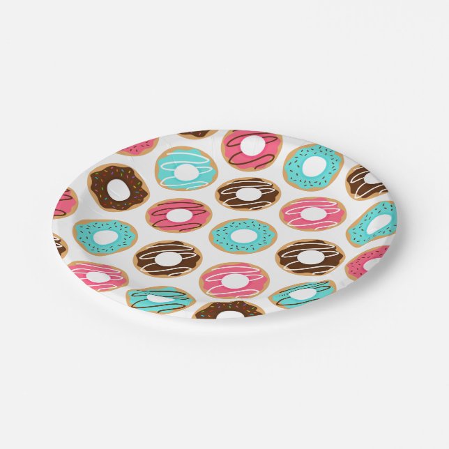 Prato De Papel Padrão de Donuts Sortidos (Inclinado)