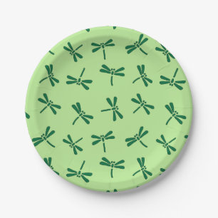 Prato De Papel Padrão de Dragonfly Japonês, Light Jade Green