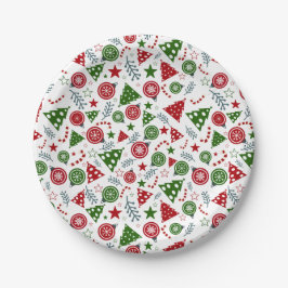 Prato De Papel Padrão de Elementos de Natal