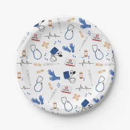 Prato De Papel Padrão de Enfermeiro Médico Moderno
