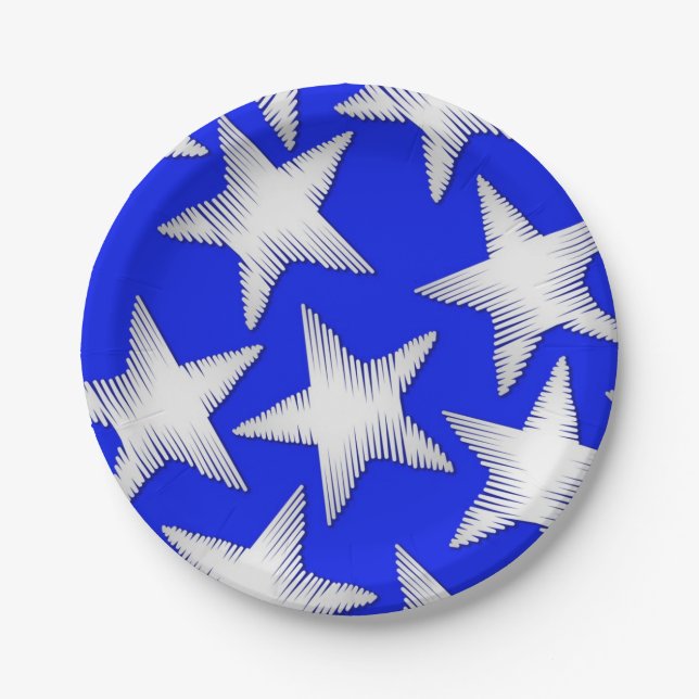 Prato De Papel Padrão de estrelas (Frente)