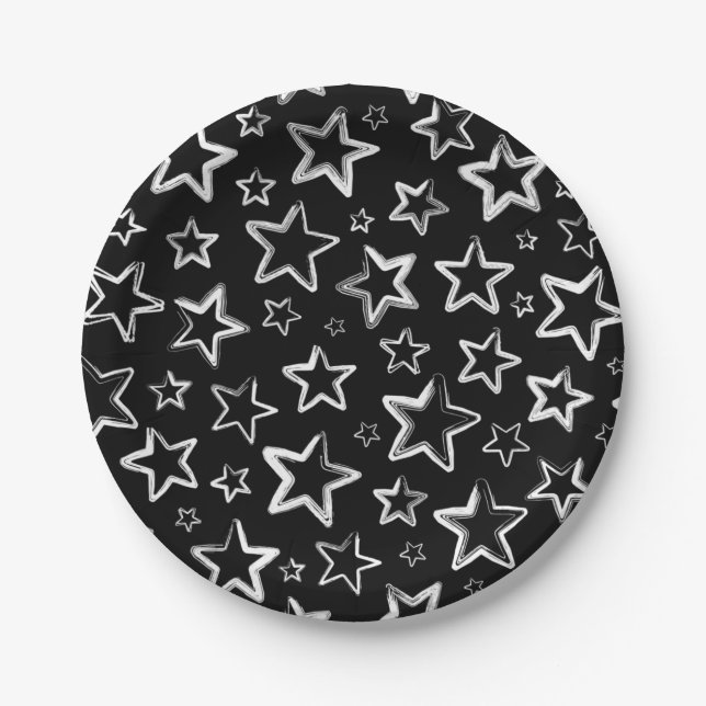 Prato De Papel Padrão de estrelas (Frente)