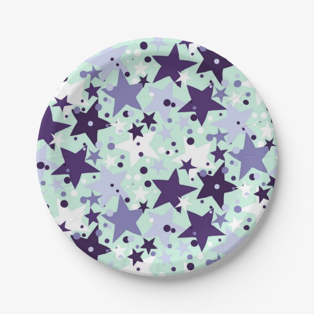 Prato De Papel Padrão de estrelas (Frente)