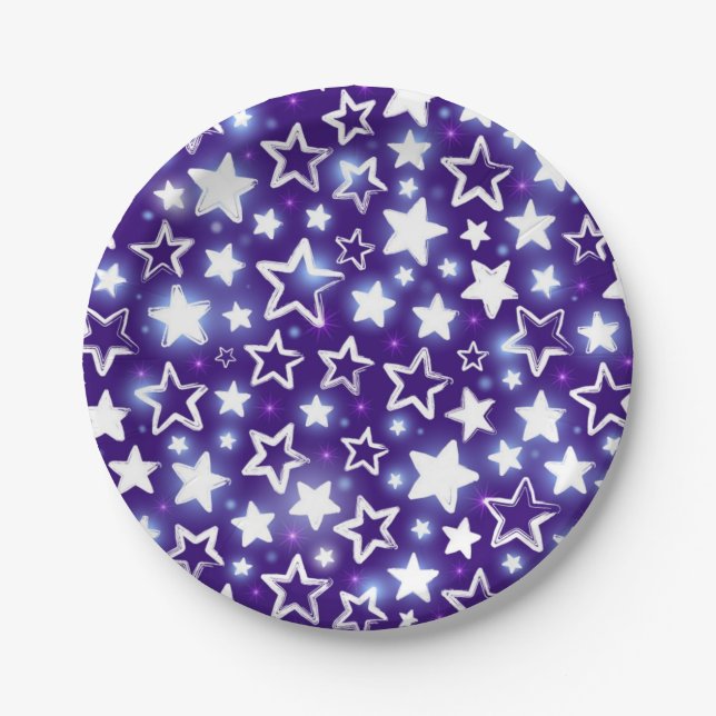 Prato De Papel Padrão de estrelas (Frente)