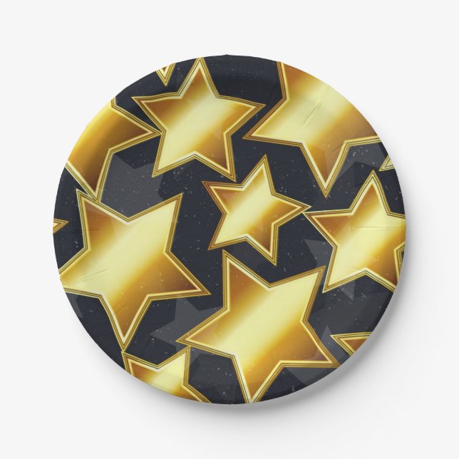 Prato De Papel Padrão de estrelas (Frente)