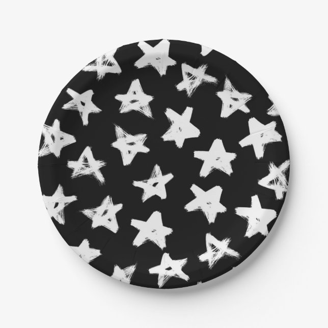 Prato De Papel Padrão de estrelas (Frente)