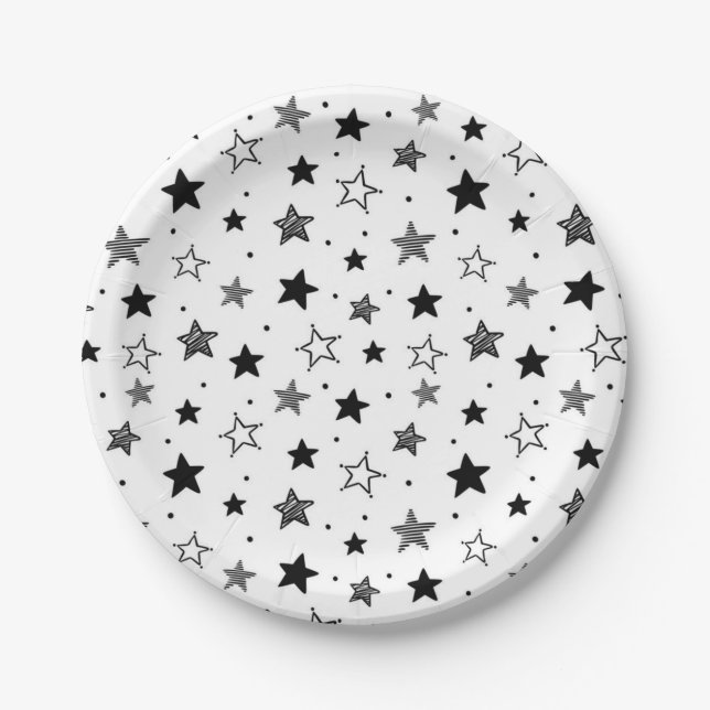 Prato De Papel Padrão de estrelas (Frente)