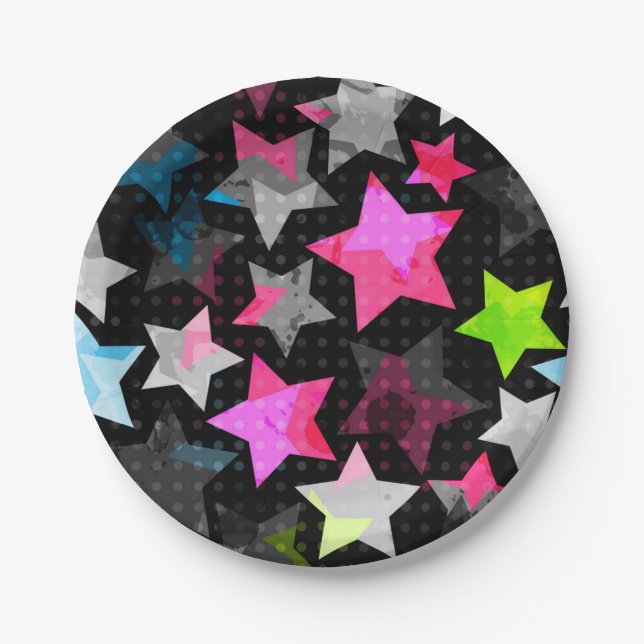 Prato De Papel Padrão de estrelas (Frente)