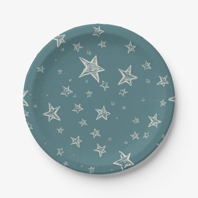 Prato De Papel Padrão de estrelas (Frente)