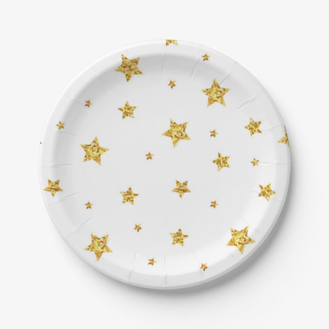 Prato De Papel Padrão de estrelas (Frente)