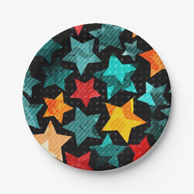 Prato De Papel Padrão de estrelas (Frente)