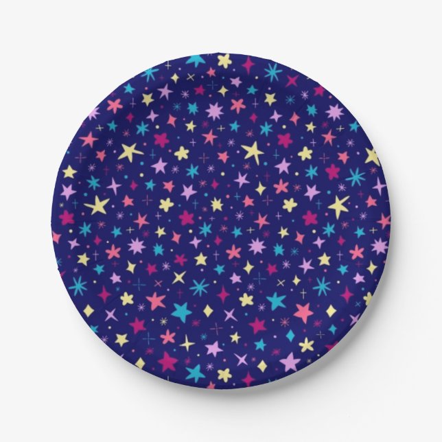 Prato De Papel Padrão de estrelas (Frente)