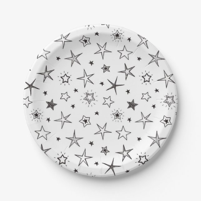 Prato De Papel Padrão de estrelas (Frente)