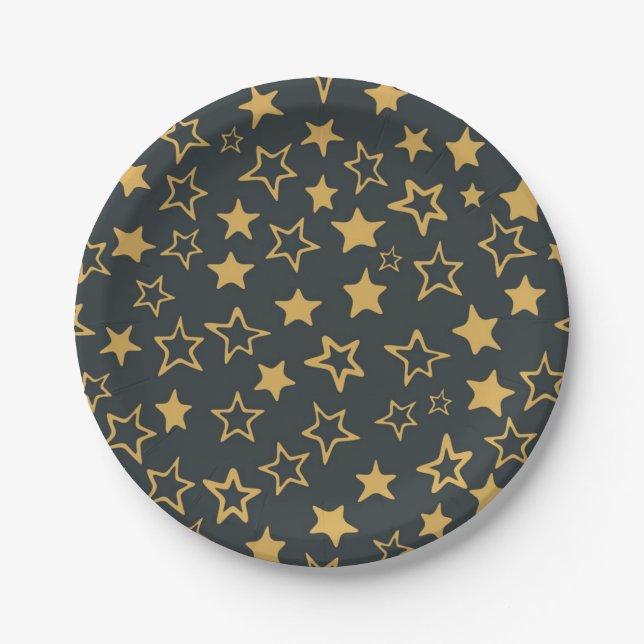Prato De Papel Padrão de estrelas (Frente)