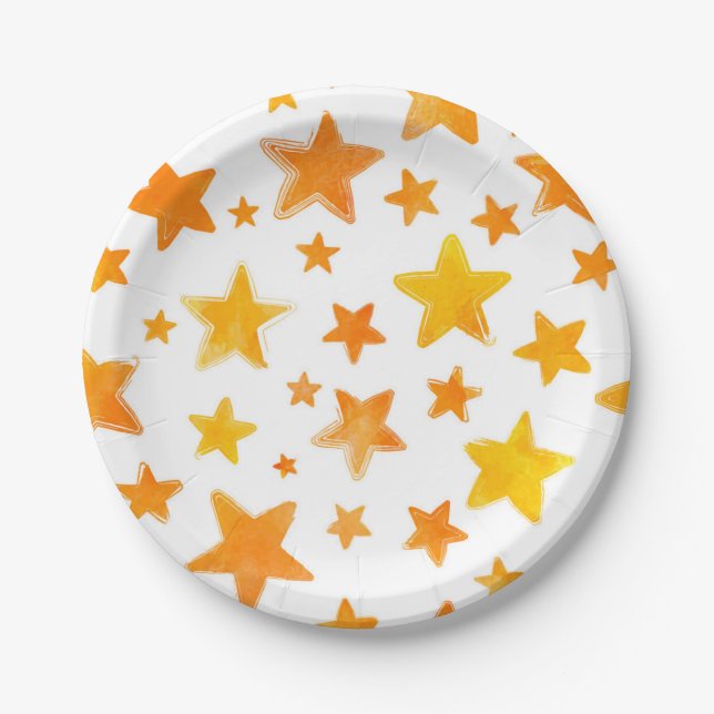 Prato De Papel Padrão de estrelas (Frente)