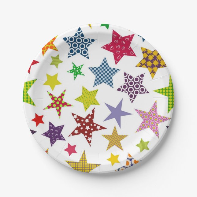 Prato De Papel Padrão de estrelas (Frente)