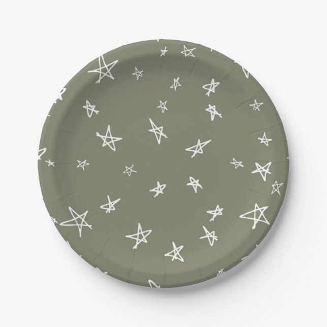 Prato De Papel Padrão de estrelas (Frente)