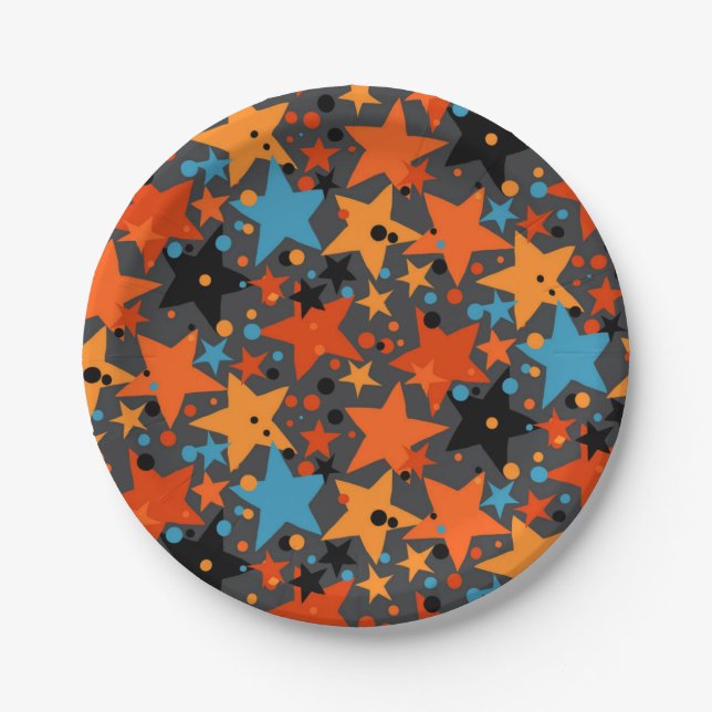 Prato De Papel Padrão de estrelas (Frente)