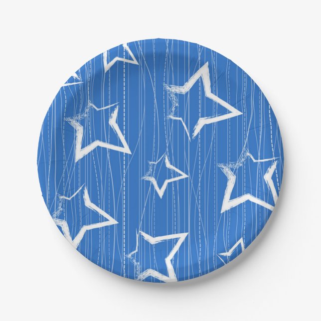 Prato De Papel Padrão de estrelas (Frente)