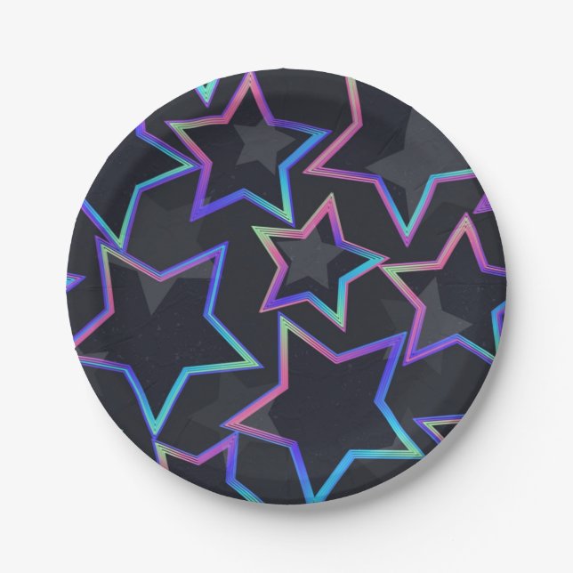 Prato De Papel Padrão de estrelas (Frente)