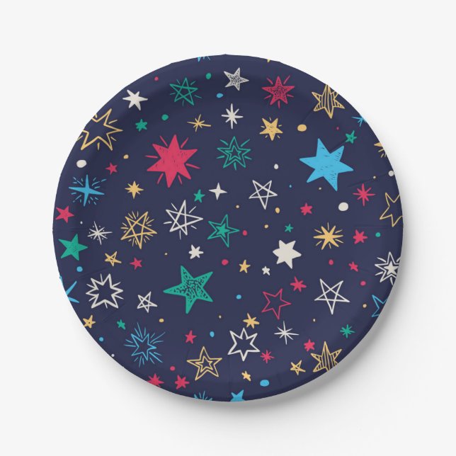 Prato De Papel Padrão de estrelas (Frente)