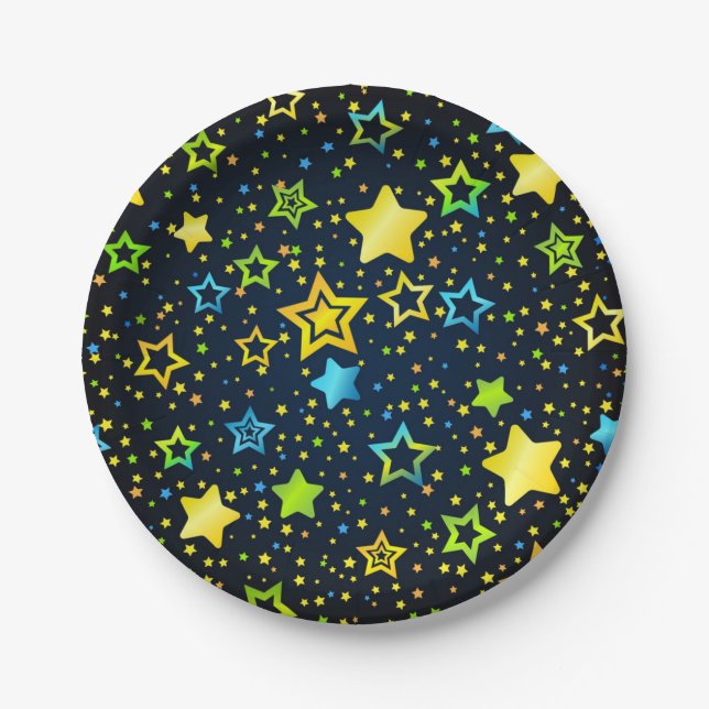 Prato De Papel Padrão de estrelas (Frente)