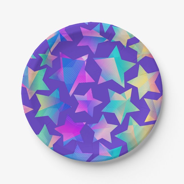 Prato De Papel Padrão de estrelas (Frente)