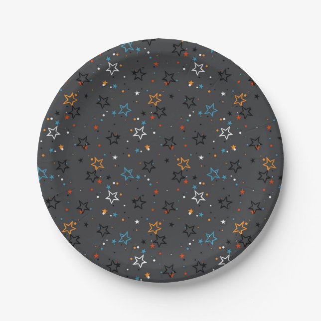 Prato De Papel Padrão de estrelas (Frente)