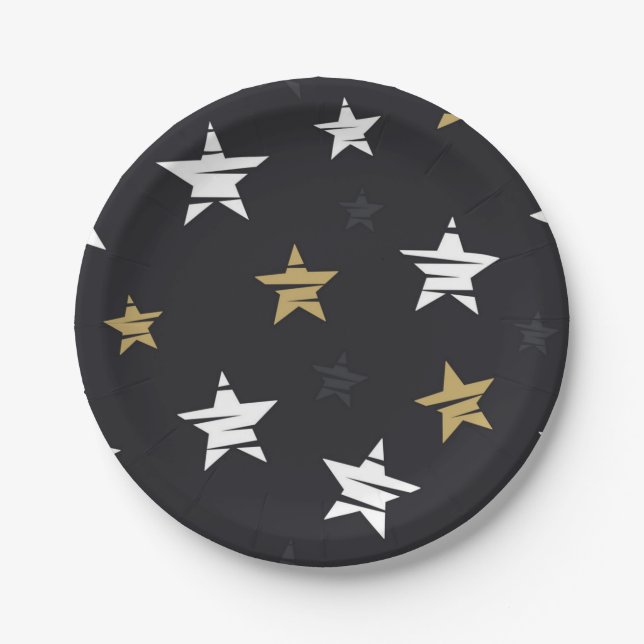 Prato De Papel Padrão de estrelas (Frente)