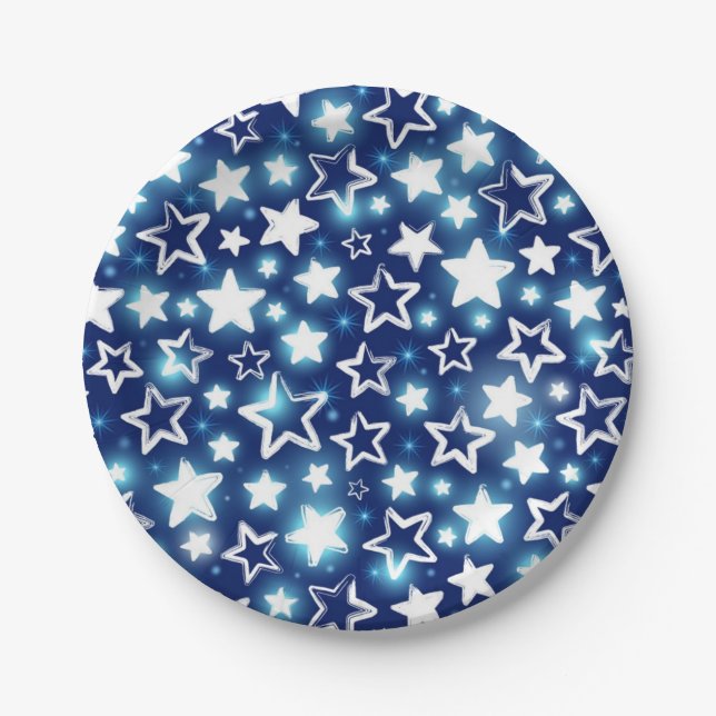 Prato De Papel Padrão de estrelas (Frente)