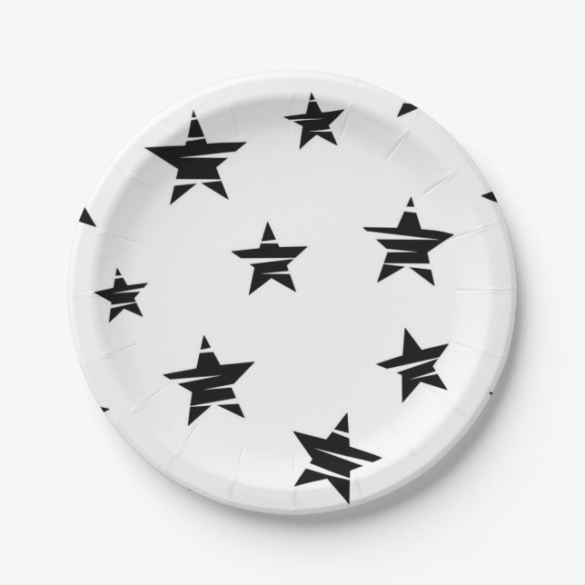 Prato De Papel Padrão de estrelas (Frente)