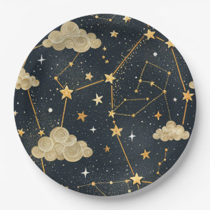 Prato De Papel Padrão de Estrelas da Constelação Celeste (2)