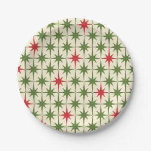 Prato De Papel Padrão de Estrelas de Natal Retroativas do sécul