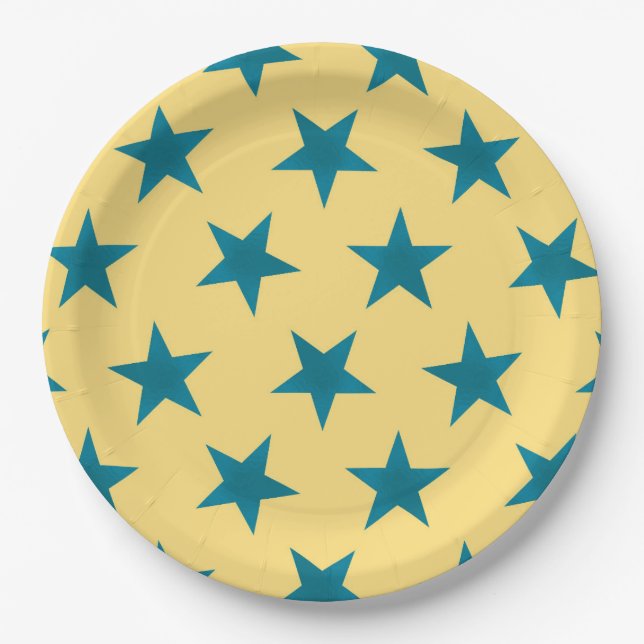 Prato De Papel Padrão de estrelas de ouro 18 (Frente)