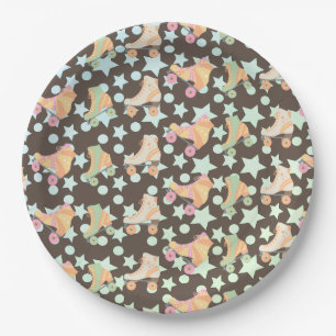 Prato De Papel Padrão de Estrelas de Skates de Aniversário de Rol