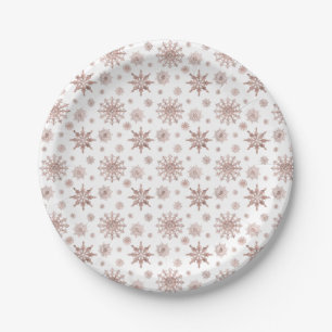 Prato De Papel Padrão De Floco De Neve Em Cor De Aspecto Dourada
