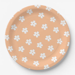 Prato De Papel Padrão de Flor Branca de Hippie de Pré-Papoila Nat