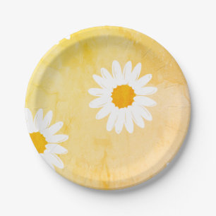 Prato De Papel Padrão de flor de margarida branca