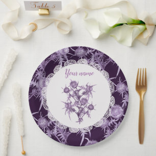 Prato De Papel padrão de flor violeta