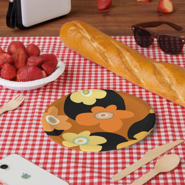 Prato De Papel padrão de flores (Piquenique)