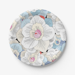 Prato De Papel Padrão de flores