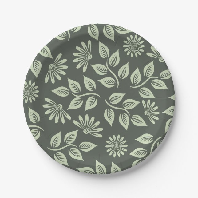 Prato De Papel Padrão de Flores de Mola (Frente)