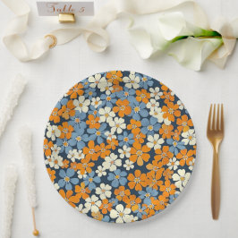 Prato De Papel Padrão de Flores Ditsy