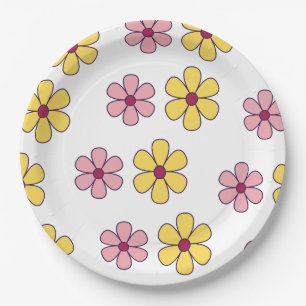 Prato De Papel Padrão de flores grandes e bonitas