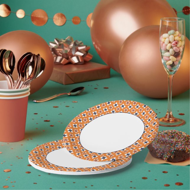 Prato De Papel Padrão de Flores Vermelho Branco Oriental Katazome (Múltiplo)