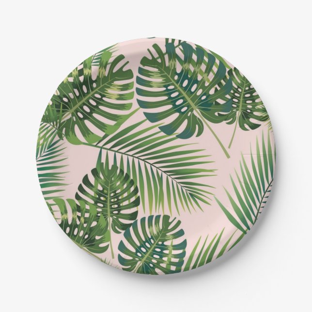 Prato De Papel Padrão de folhas (Frente)