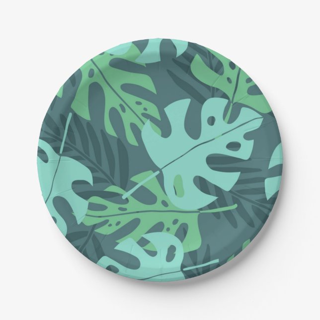 Prato De Papel Padrão de folhas (Frente)