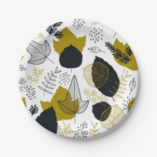 Prato De Papel Padrão de folhas